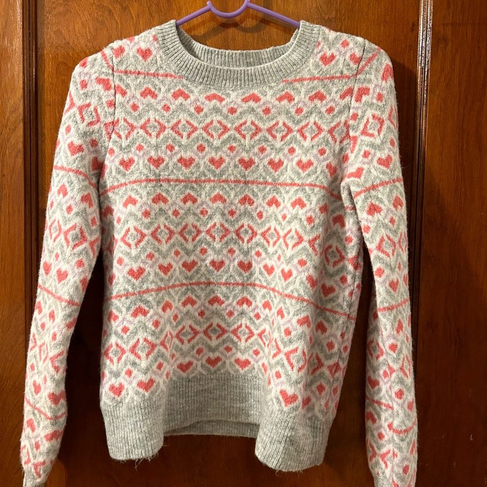 Loft gray soft fuzzy holiday sweater (size xs petite)